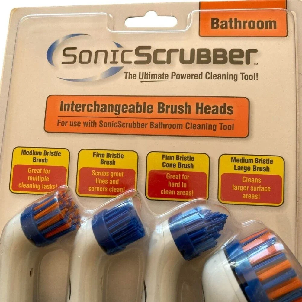 Sonic Scrubber Power Cleaner Interchangeable Brush Heads‎ Bathroom Cleaning Tool